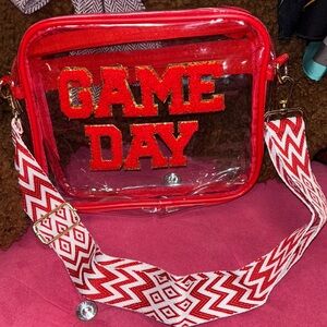 Red Clear Crossbody Bag with Game Day Design